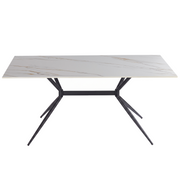 Elega Rectangular Dining Table with Sintered Stone Top and Black Steel Base