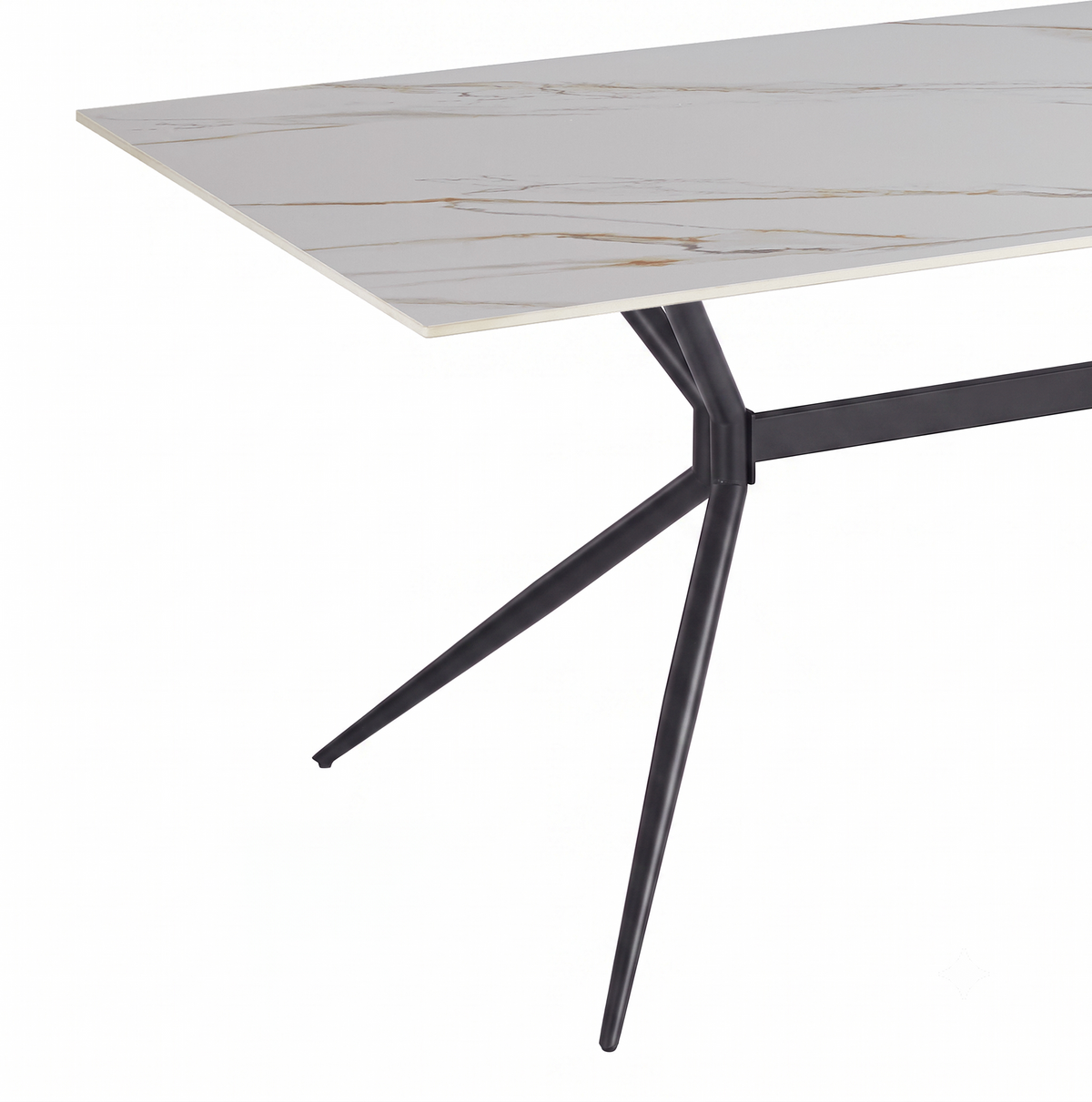 Elega Rectangular Dining Table with Sintered Stone Top and Black Steel Base