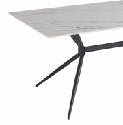 Elega Rectangular Dining Table with Sintered Stone Top and Black Steel Base