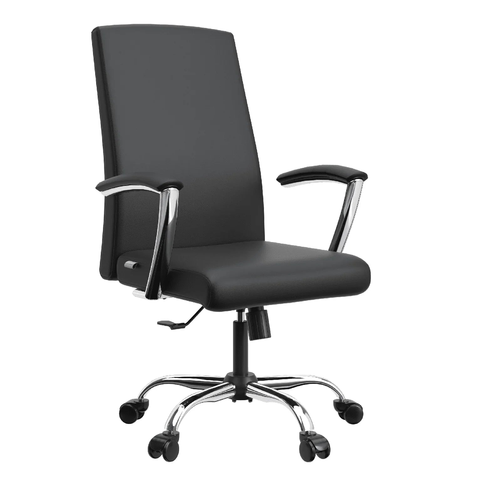Evander Modern Swivel Office Chair in Faux Leather with Adjustable Height and Silver Frame - Elax Furniture
