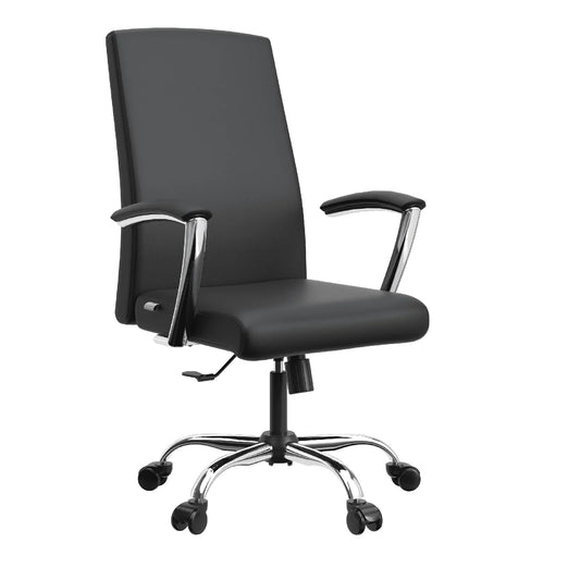 Evander Modern Swivel Office Chair in Faux Leather with Adjustable Height and Silver Frame - Elax Furniture
