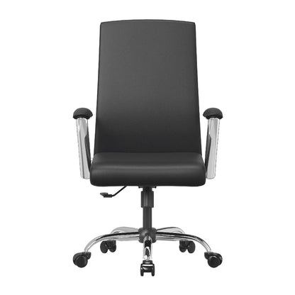 Evander Modern Swivel Office Chair in Faux Leather with Adjustable Height and Silver Frame - Elax Furniture