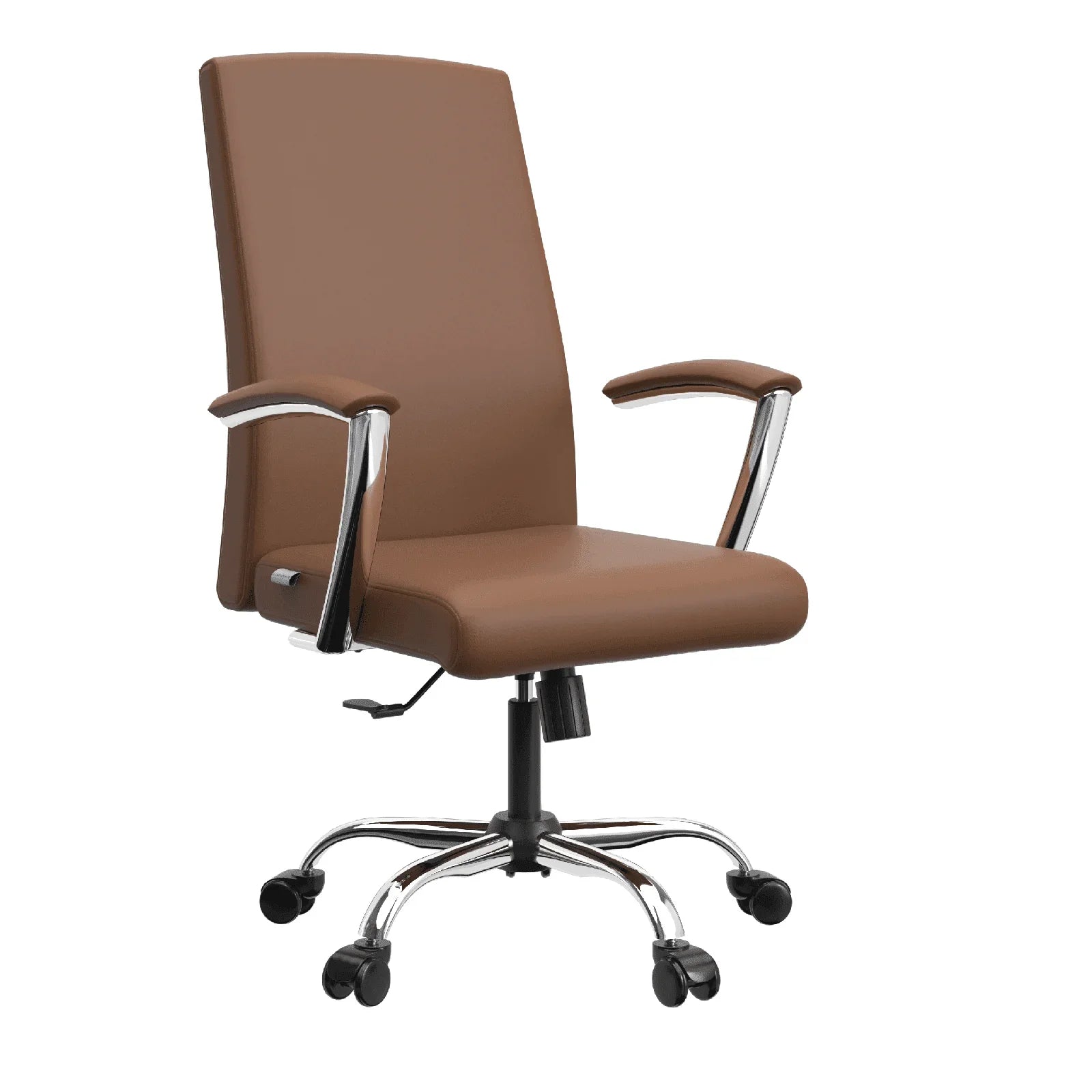 Evander Modern Swivel Office Chair in Faux Leather with Adjustable Height and Silver Frame - Elax Furniture