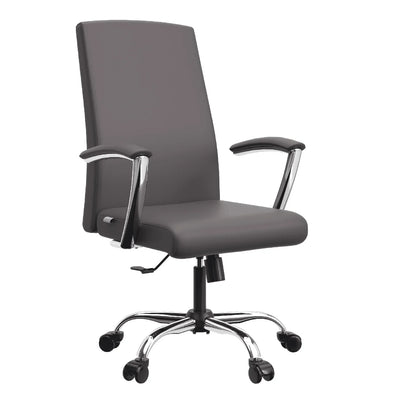 Evander Modern Swivel Office Chair in Faux Leather with Adjustable Height and Silver Frame - Elax Furniture