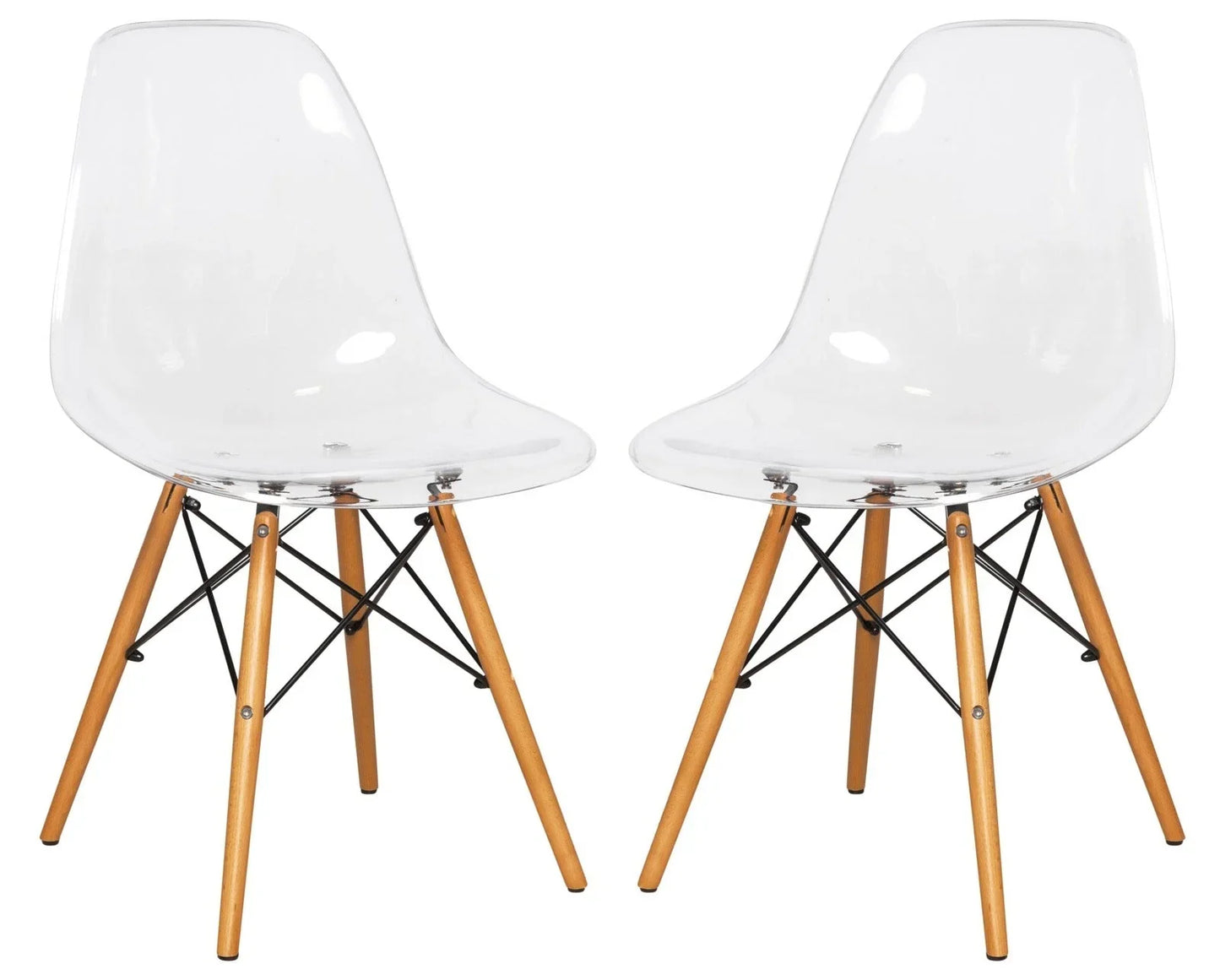 Dover Modern Molded Side Chair with Wood Base, Set of 2 - Elax Furniture