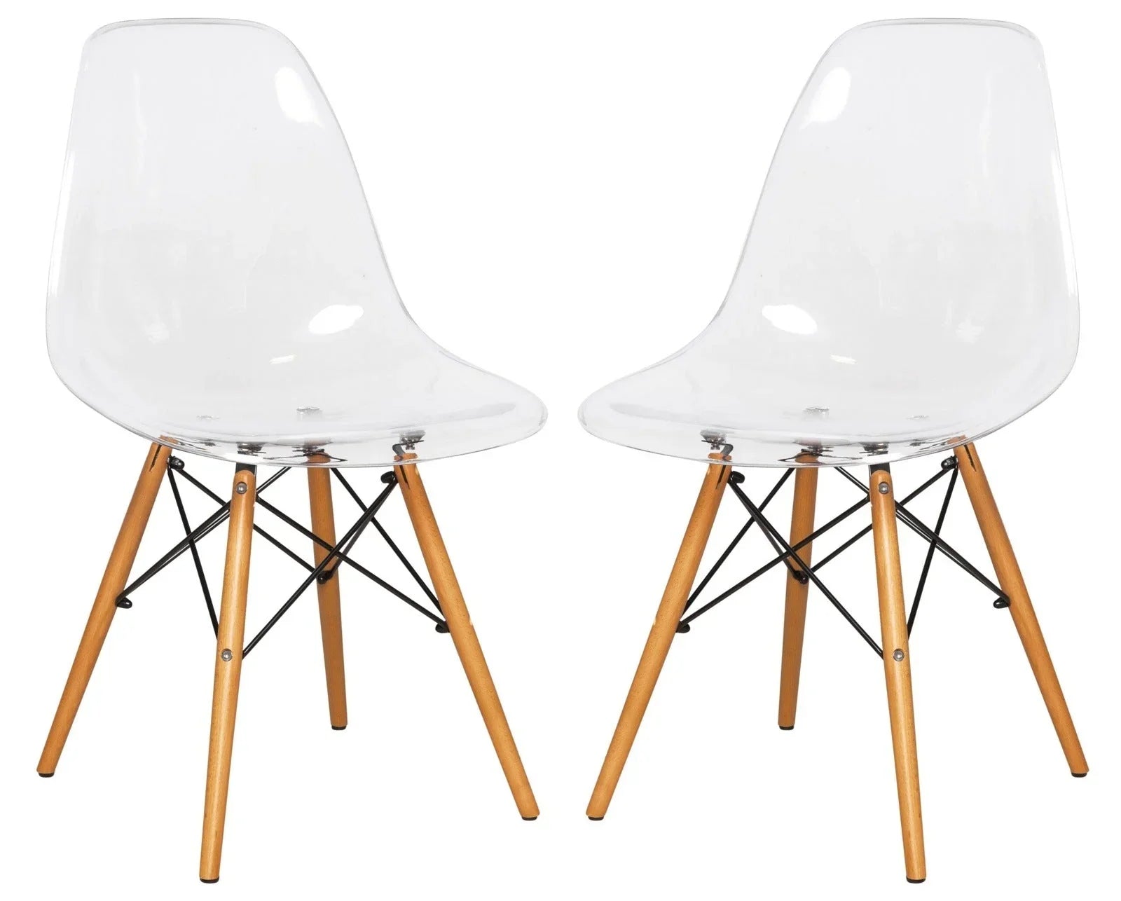 Dover Modern Molded Side Chair with Wood Base, Set of 2 - Elax Furniture
