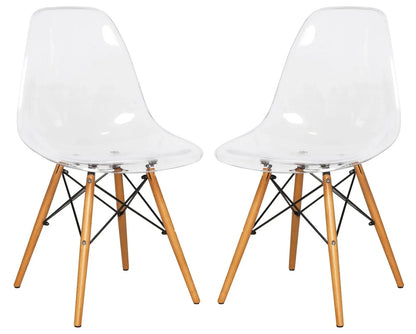 Dover Modern Molded Side Chair with Wood Base, Set of 2 - Elax Furniture