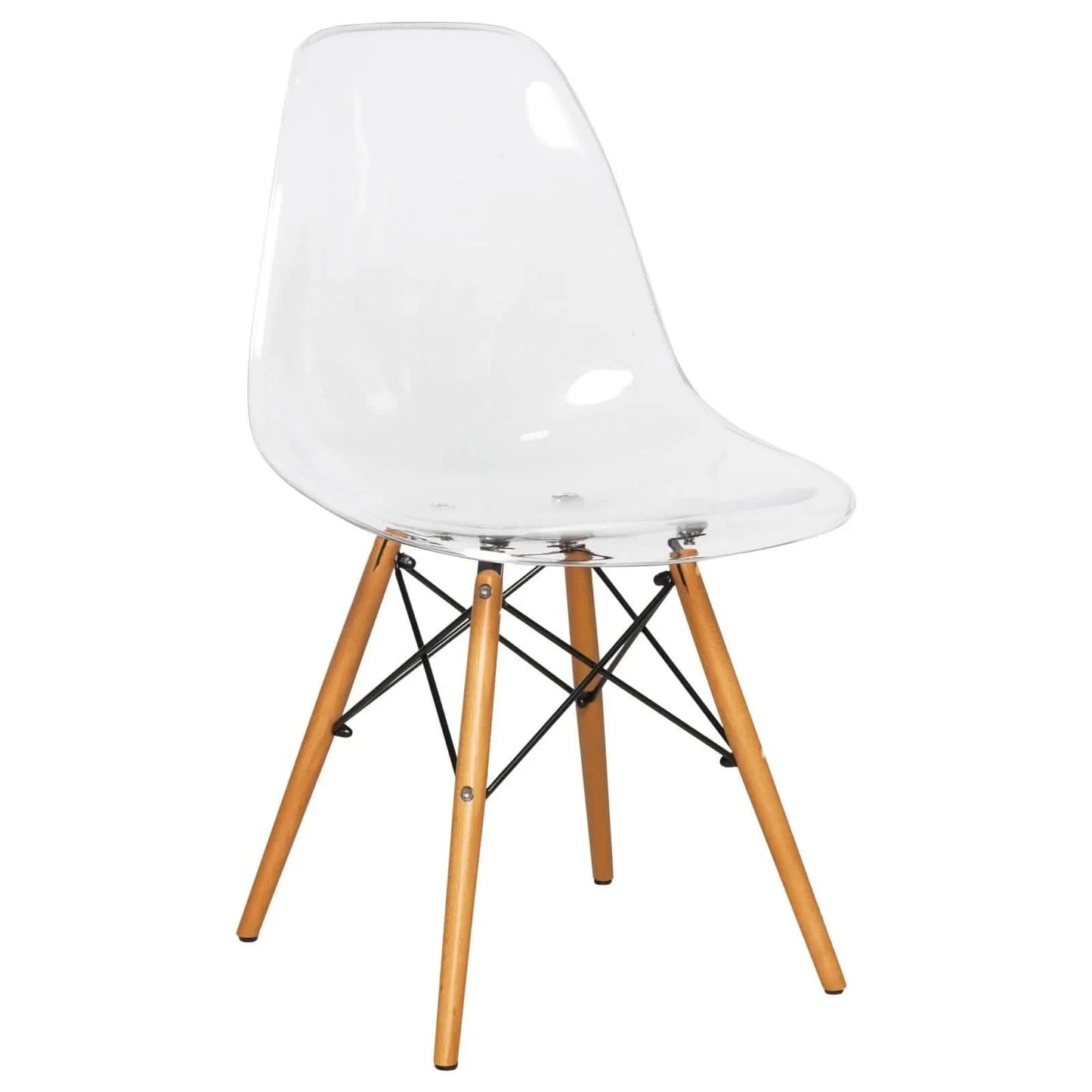 Cresco Modern Dining Side Chair in Curved Back Design with Multiple Base Options: Wood, Acrylic, Chrome & Gold Eiffel Design - Elax Furniture