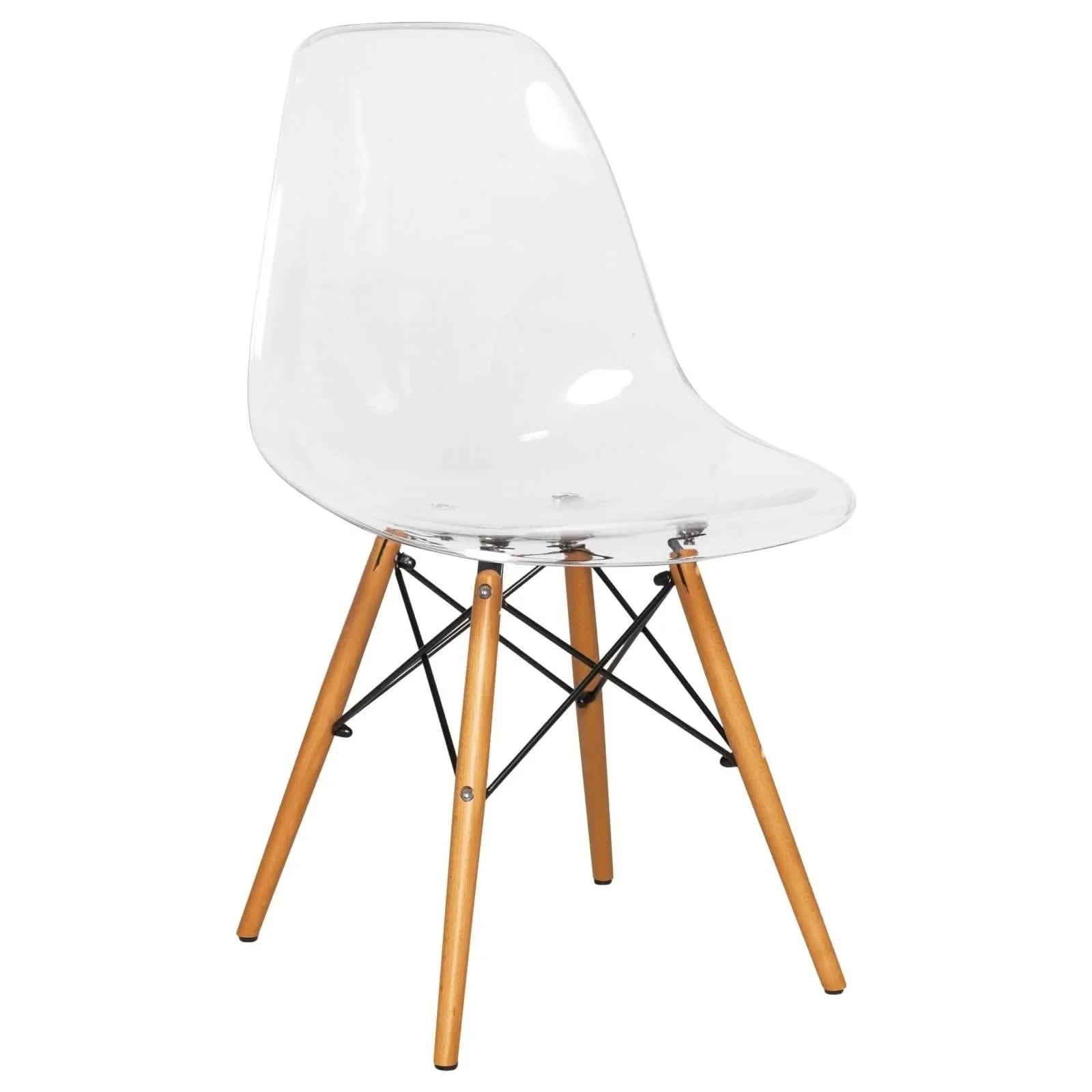 Cresco Modern Dining Side Chair in Curved Back Design with Multiple Base Options: Wood, Acrylic, Chrome & Gold Eiffel Design - Elax Furniture