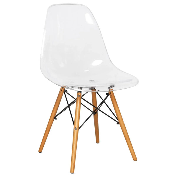 Cresco Modern Dining Side Chair in Curved Back Design with Multiple Base Options: Wood, Acrylic, Chrome & Gold Eiffel Design - Elax Furniture