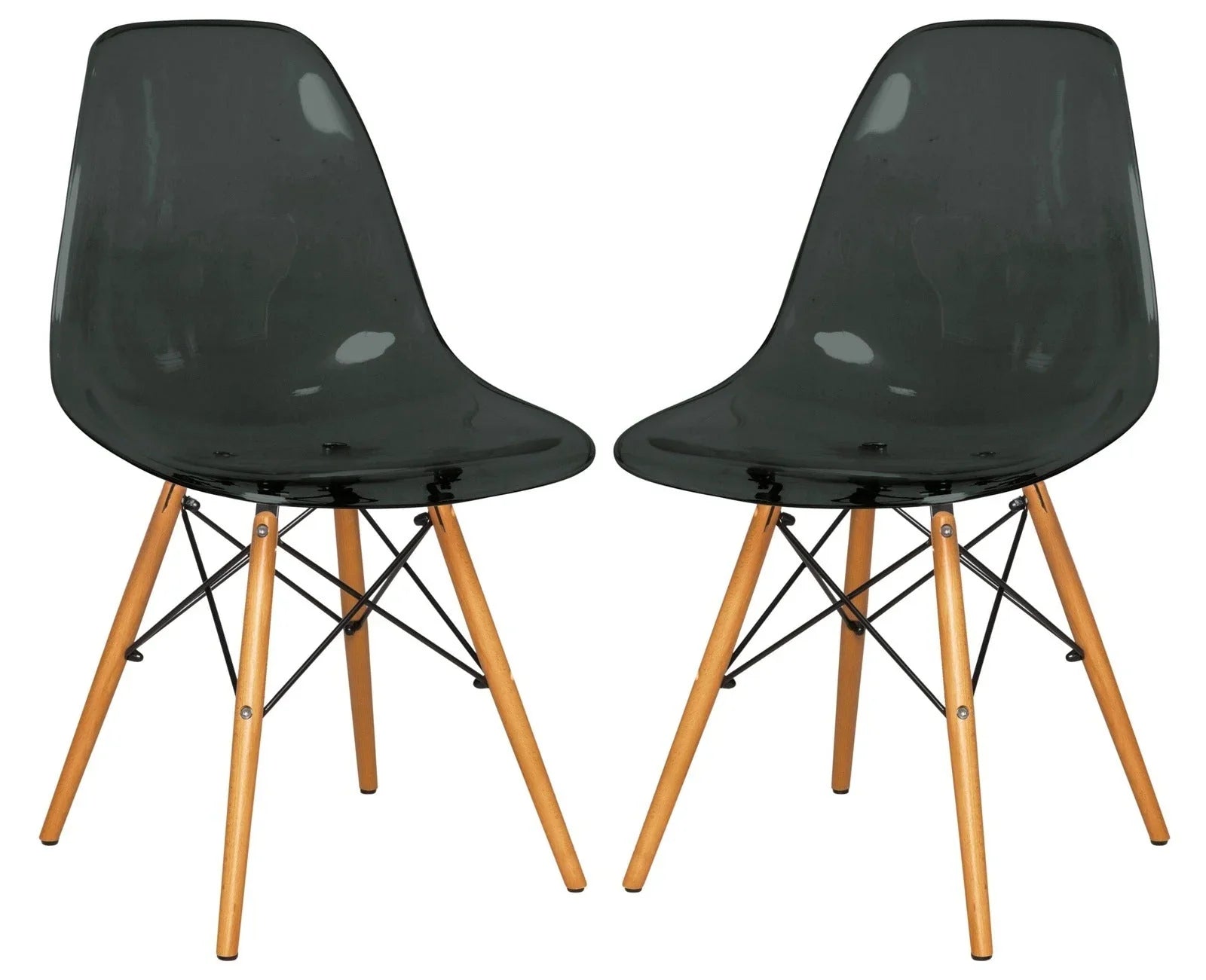 Dover Modern Molded Side Chair with Wood Base, Set of 2 - Elax Furniture