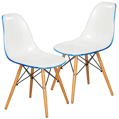 Dover Modern Molded Side Chair with Wood Base, Set of 2 - Elax Furniture