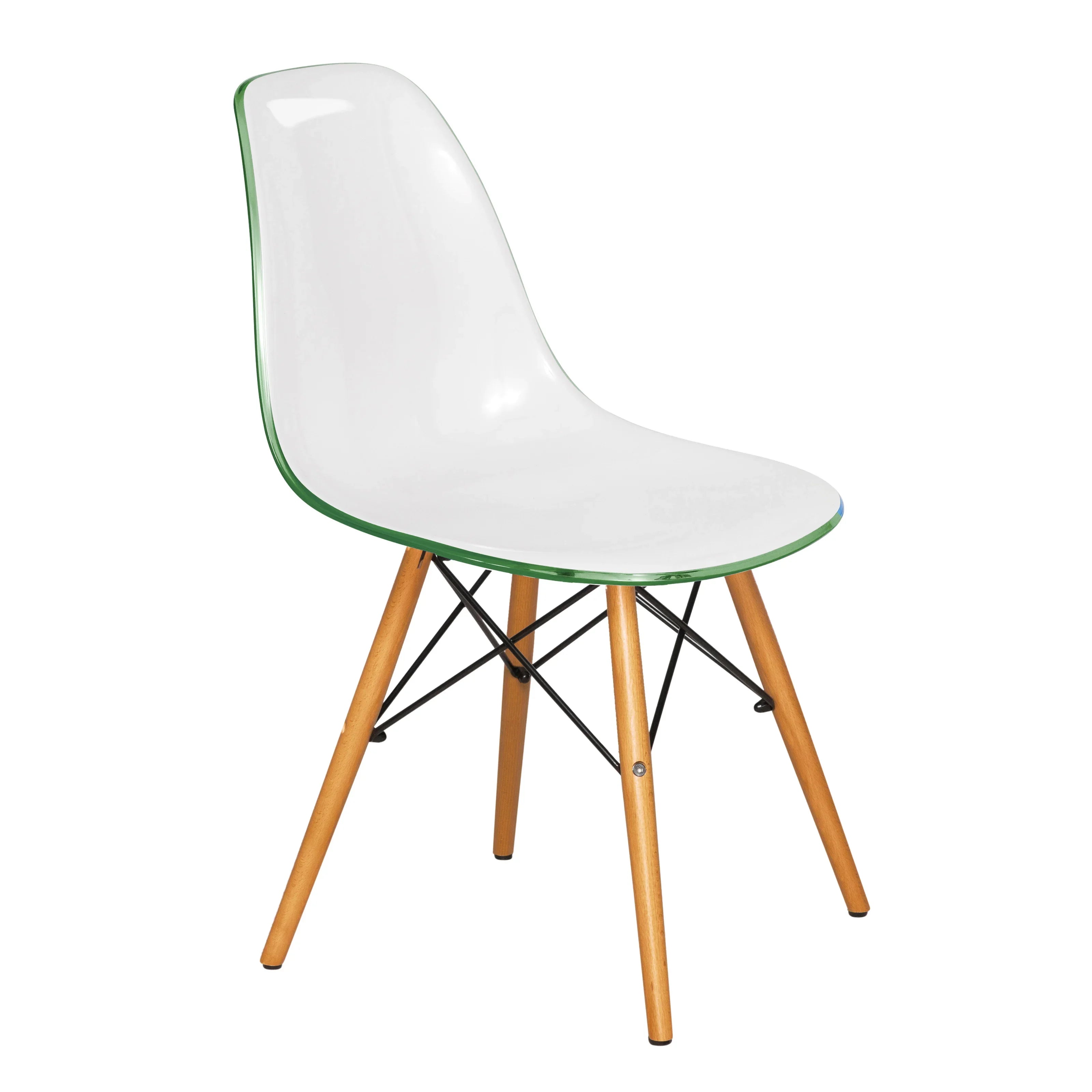Cresco Modern Dining Side Chair in Curved Back Design with Multiple Base Options: Wood, Acrylic, Chrome & Gold Eiffel Design - Elax Furniture