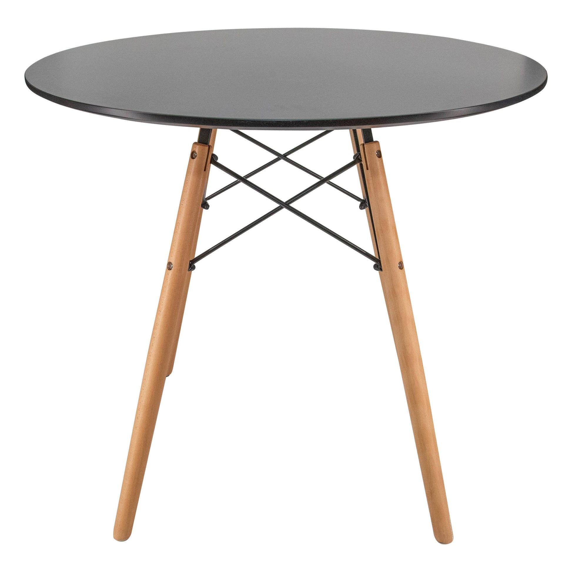 Dover 3-Piece Dining Set with Round Black MDF Top Bistro Table and 2 Plastic Chairs - Elax Furniture