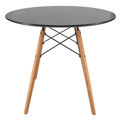 Dover 3-Piece Dining Set with Round Black MDF Top Bistro Table and 2 Plastic Chairs - Elax Furniture