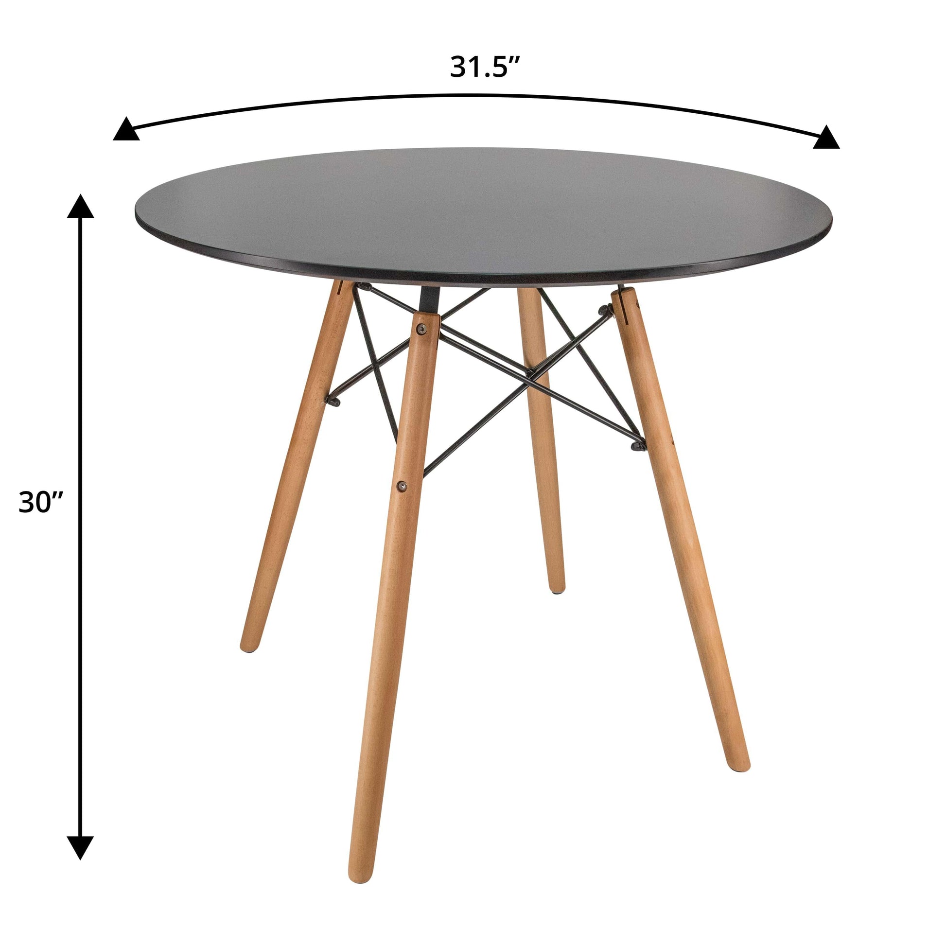 Dover 3-Piece Dining Set with Round Black MDF Top Bistro Table and 2 Plastic Chairs - Elax Furniture