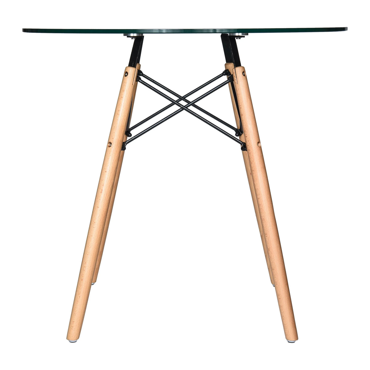 Dover 3-Piece Dining Set with Round Clear Glass Top Bistro Table and 2 Plastic Chairs - Elax Furniture
