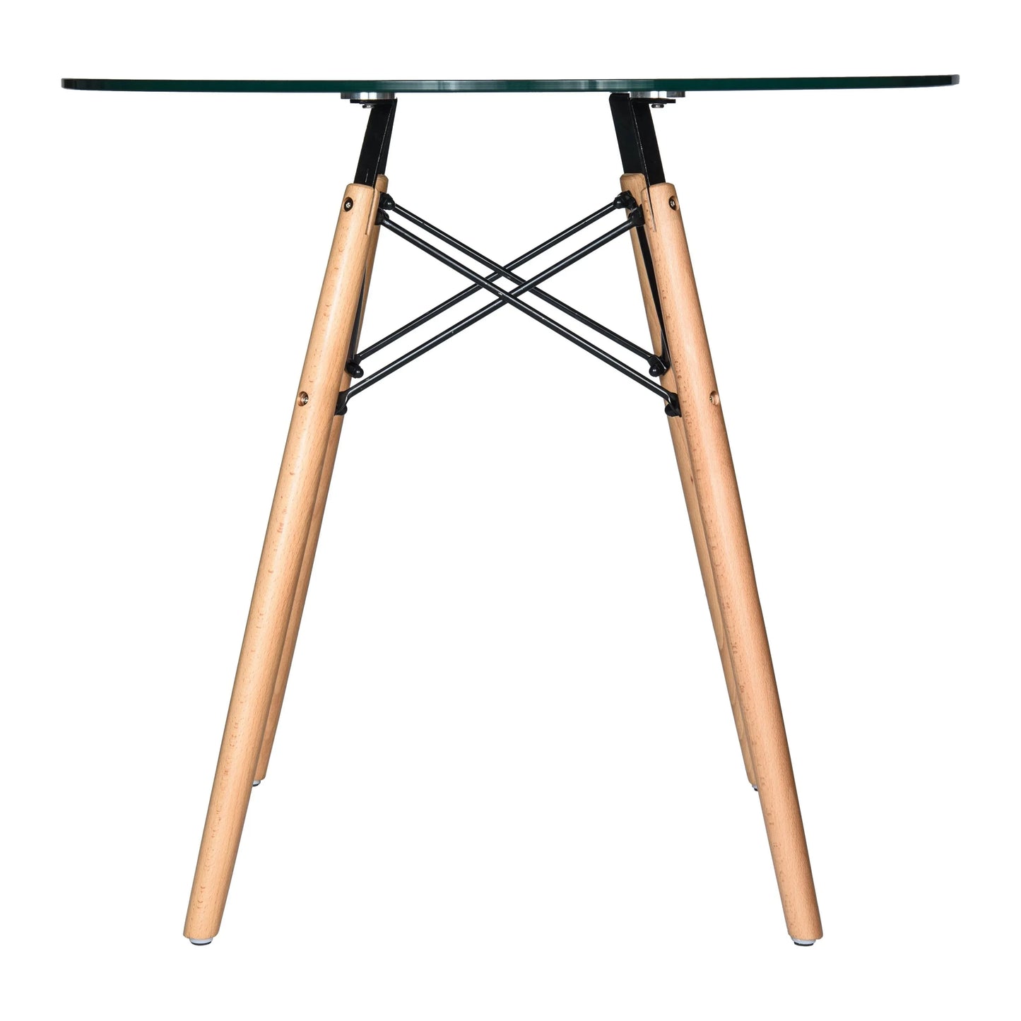 Dover 3-Piece Dining Set with Round Clear Glass Top Bistro Table and 2 Plastic Chairs - Elax Furniture