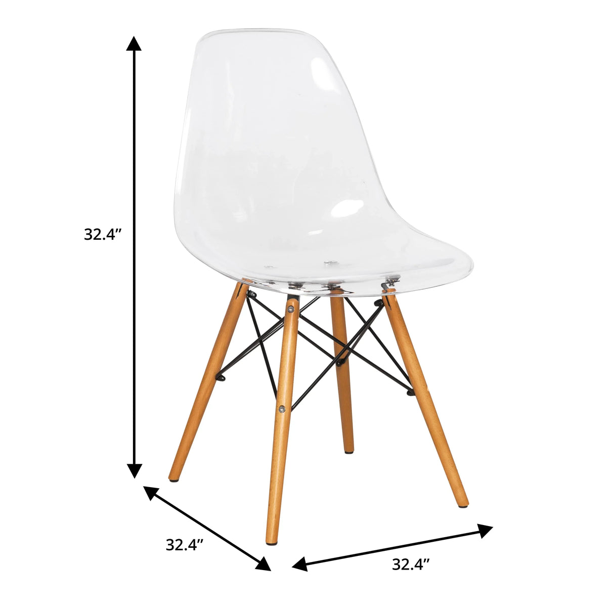 Dover 3-Piece Dining Set with Round Clear Glass Top Bistro Table and 2 Plastic Chairs - Elax Furniture