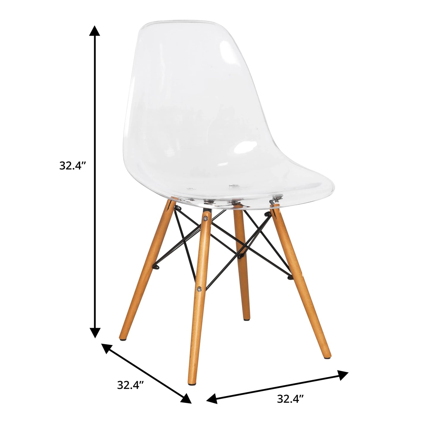 Dover 3-Piece Dining Set with Round Clear Glass Top Bistro Table and 2 Plastic Chairs - Elax Furniture