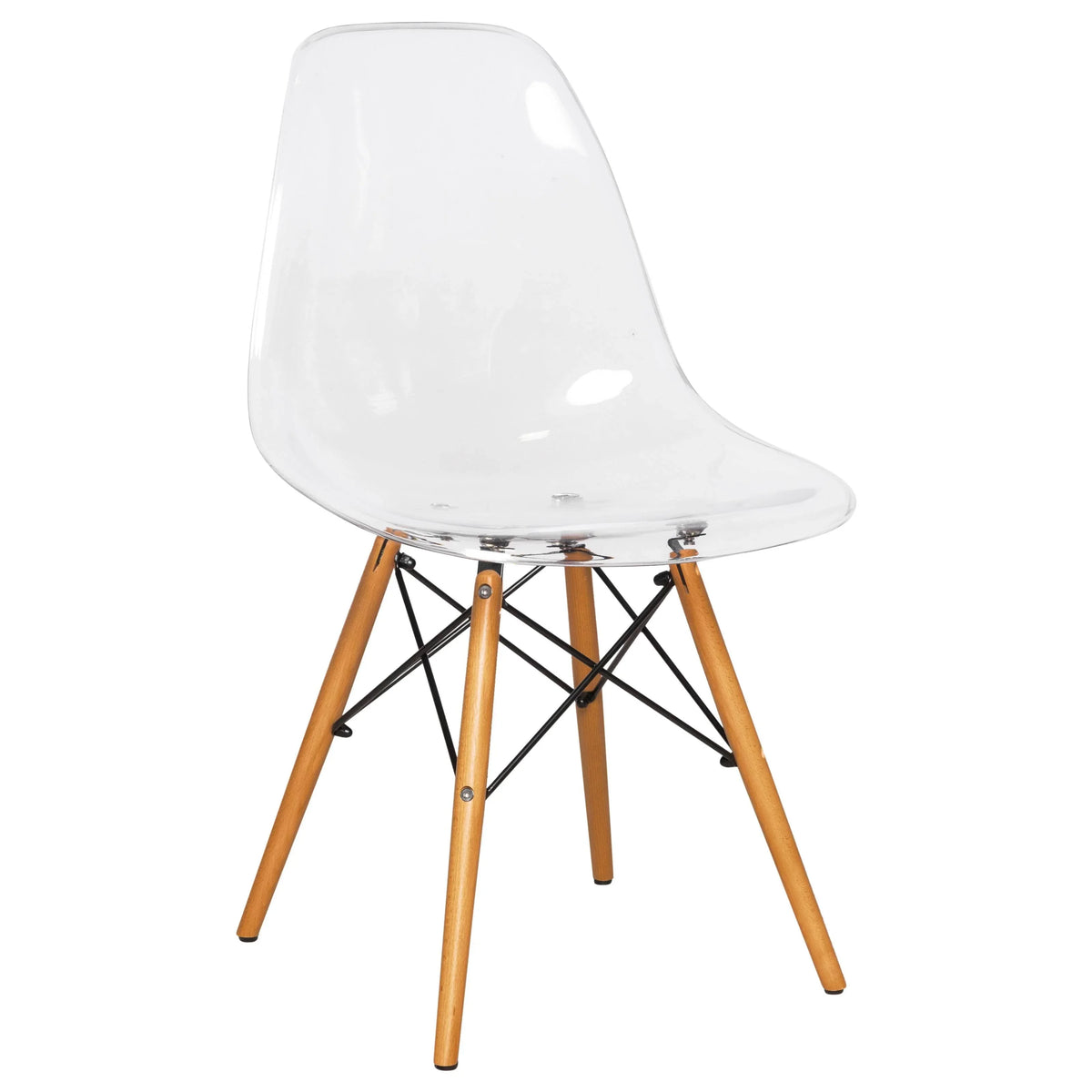 Dover 3-Piece Dining Set with Round Clear Glass Top Bistro Table and 2 Plastic Chairs - Elax Furniture