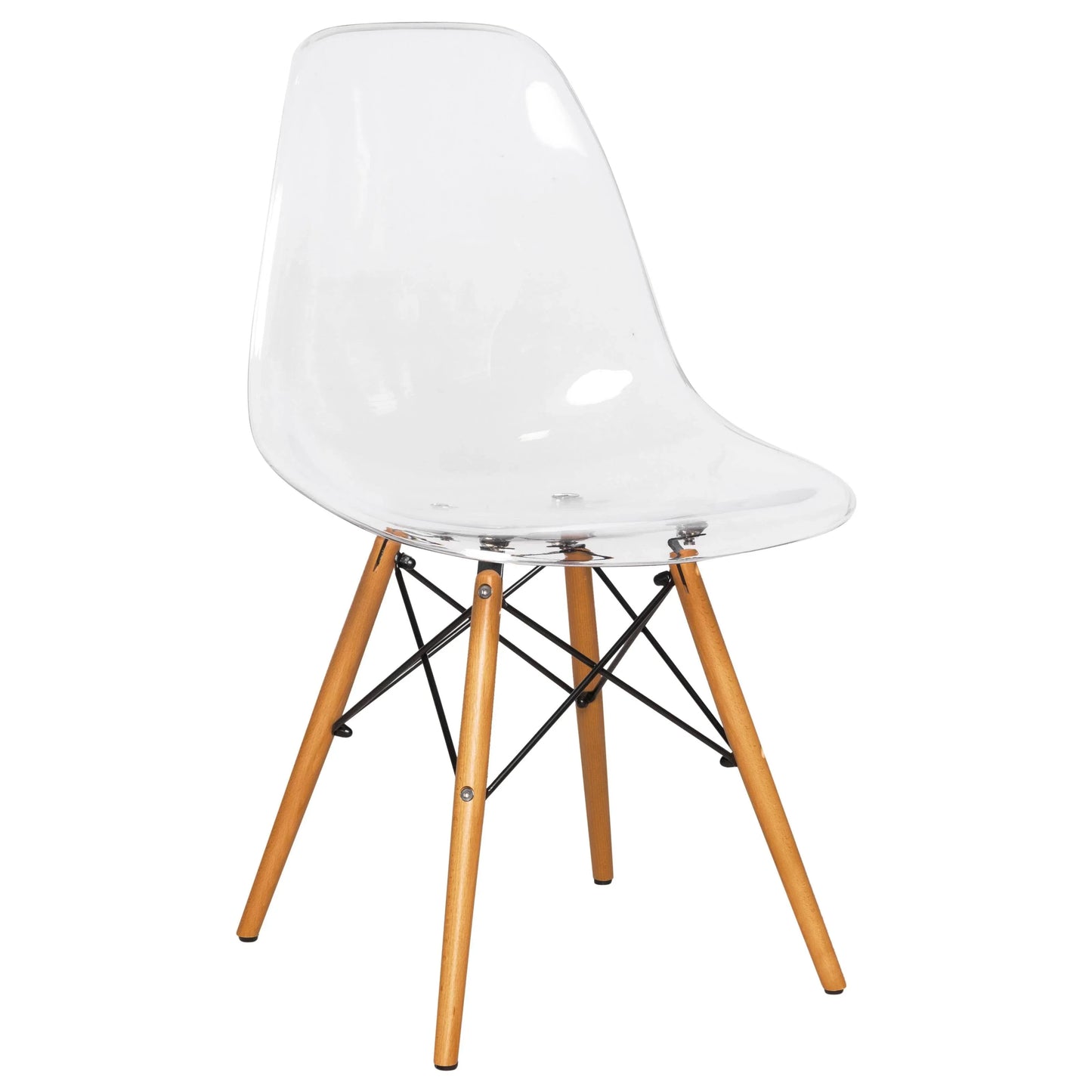 Dover 3-Piece Dining Set with Round Clear Glass Top Bistro Table and 2 Plastic Chairs - Elax Furniture