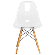 Dover 3-Piece Dining Set with Round Clear Glass Top Bistro Table and 2 Plastic Chairs - Elax Furniture