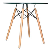 Dover 3-Piece Dining Set with Round Clear Glass Top Bistro Table and 2 Plastic Chairs - Elax Furniture