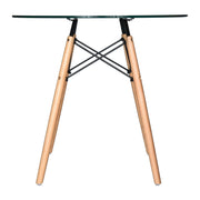 Dover 3-Piece Dining Set with Round Clear Glass Top Bistro Table and 2 Plastic Chairs - Elax Furniture