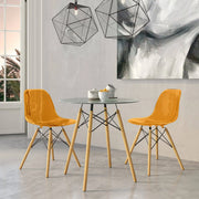 Dover 3-Piece Dining Set with Round Clear Glass Top Bistro Table and 2 Plastic Chairs - Elax Furniture
