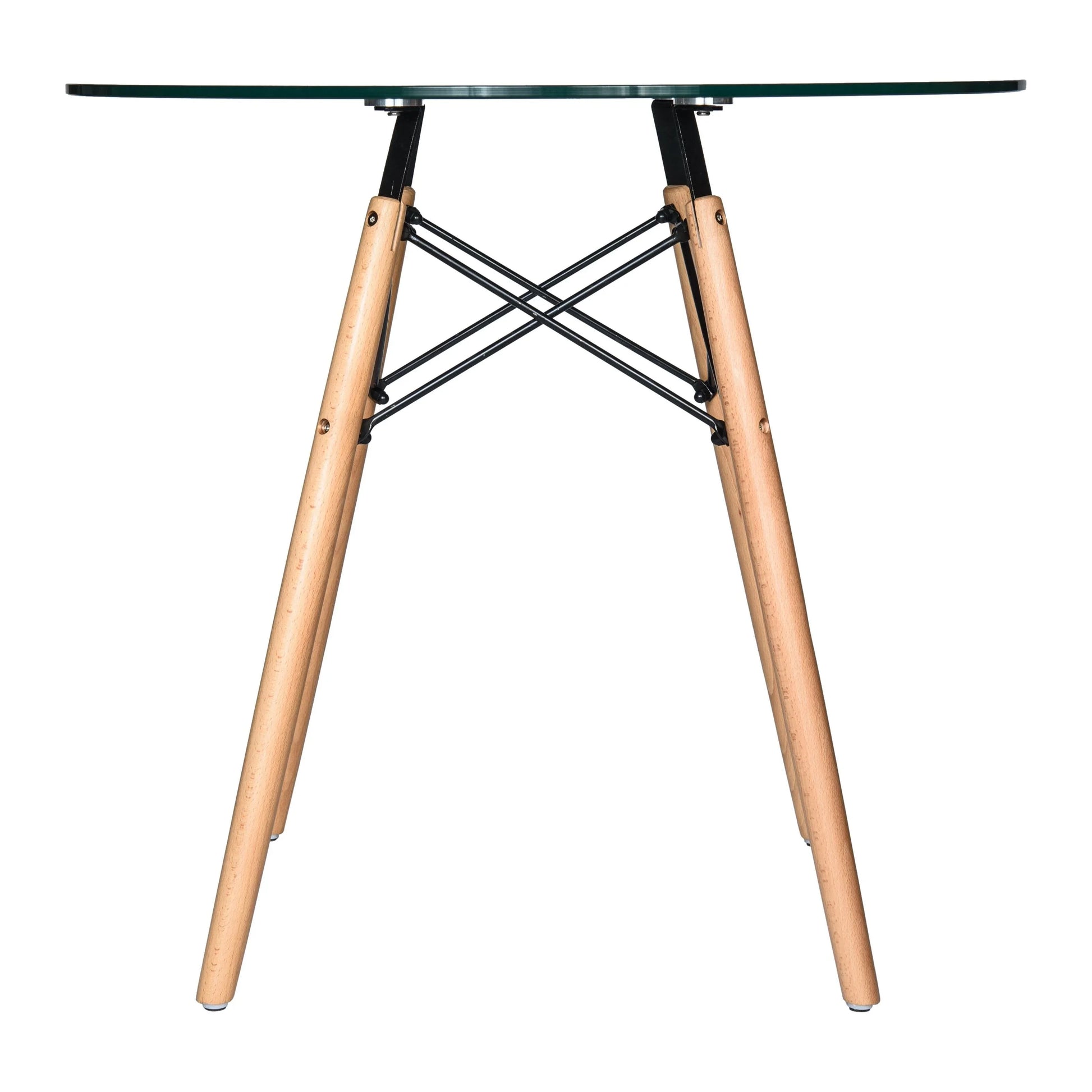 Dover 3-Piece Dining Set with Round Clear Glass Top Bistro Table and 2 Plastic Chairs - Elax Furniture