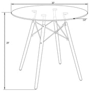 Dover Round Bistro Dining Table With Glass Tabletop and Beech Wood Eiffel Base - Elax Furniture