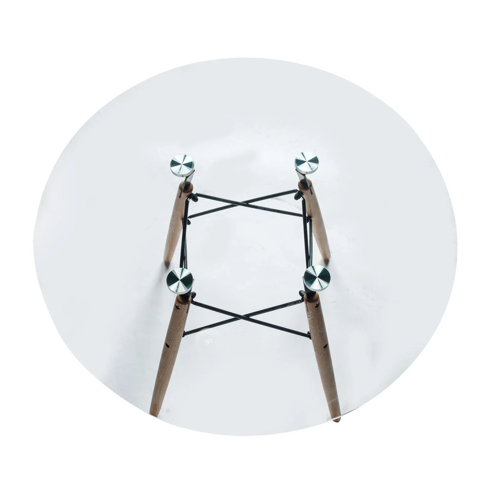 Dover Round Bistro Dining Table With Glass Tabletop and Beech Wood Eiffel Base - Elax Furniture