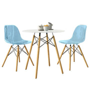 Dover 3-Piece Dining Set with Round White MDF Top Bistro Table and 2 Plastic Chairs - Elax Furniture