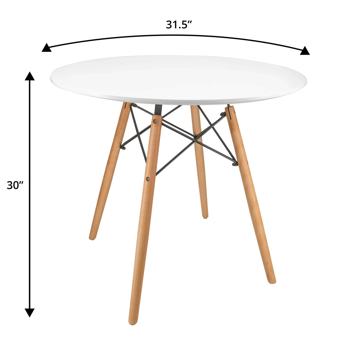 Dover 3-Piece Dining Set with Round White MDF Top Bistro Table and 2 Plastic Chairs - Elax Furniture