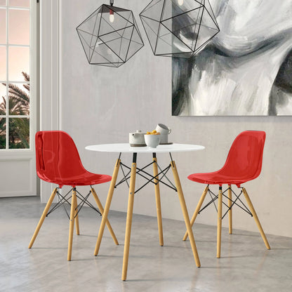 Dover 3-Piece Dining Set with Round White MDF Top Bistro Table and 2 Plastic Chairs - Elax Furniture