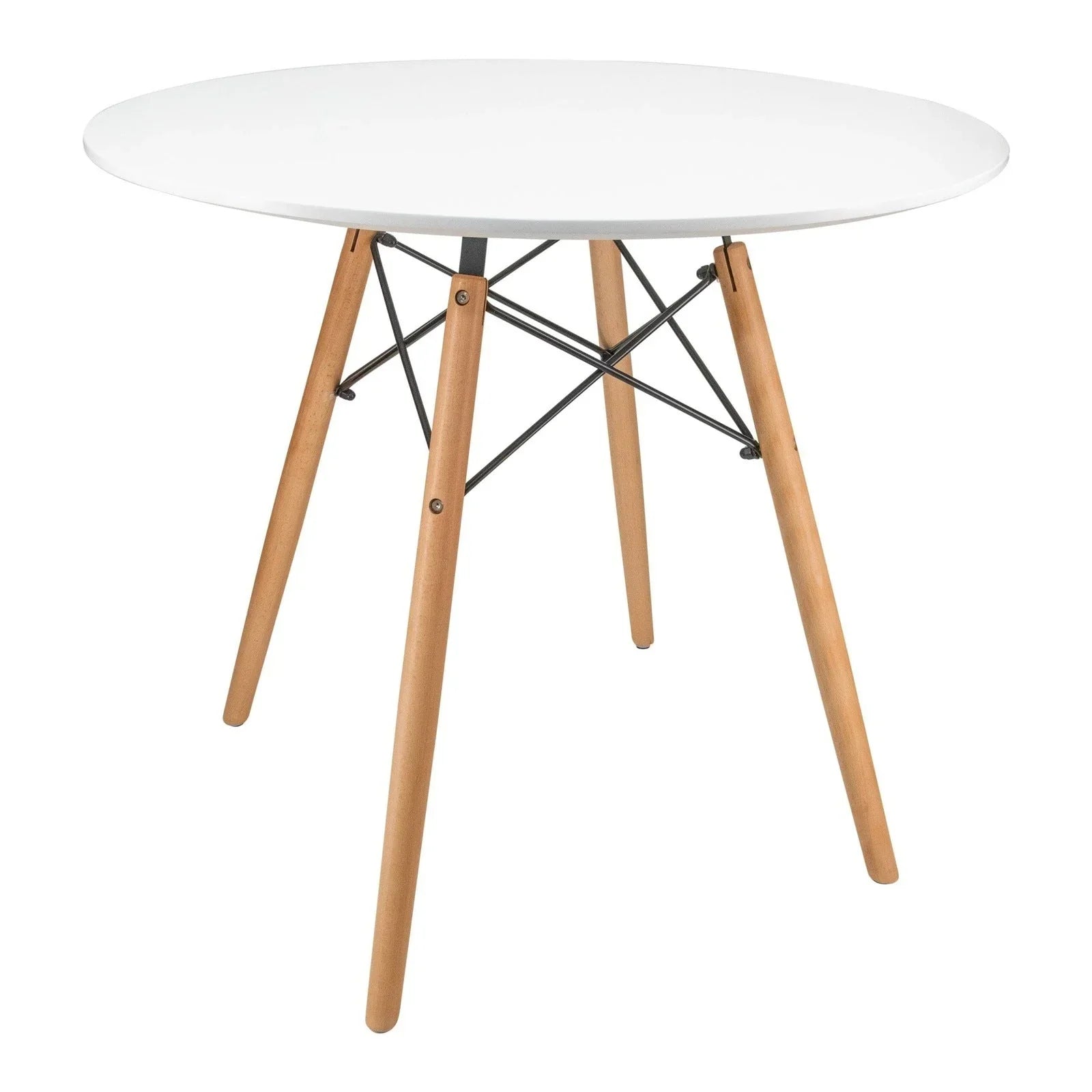 Dover Round Bistro Dining Table With Glass Tabletop and Beech Wood Eiffel Base - Elax Furniture
