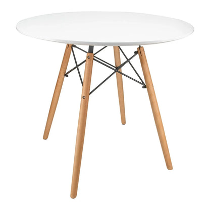 Dover Round Bistro Dining Table With Glass Tabletop and Beech Wood Eiffel Base - Elax Furniture