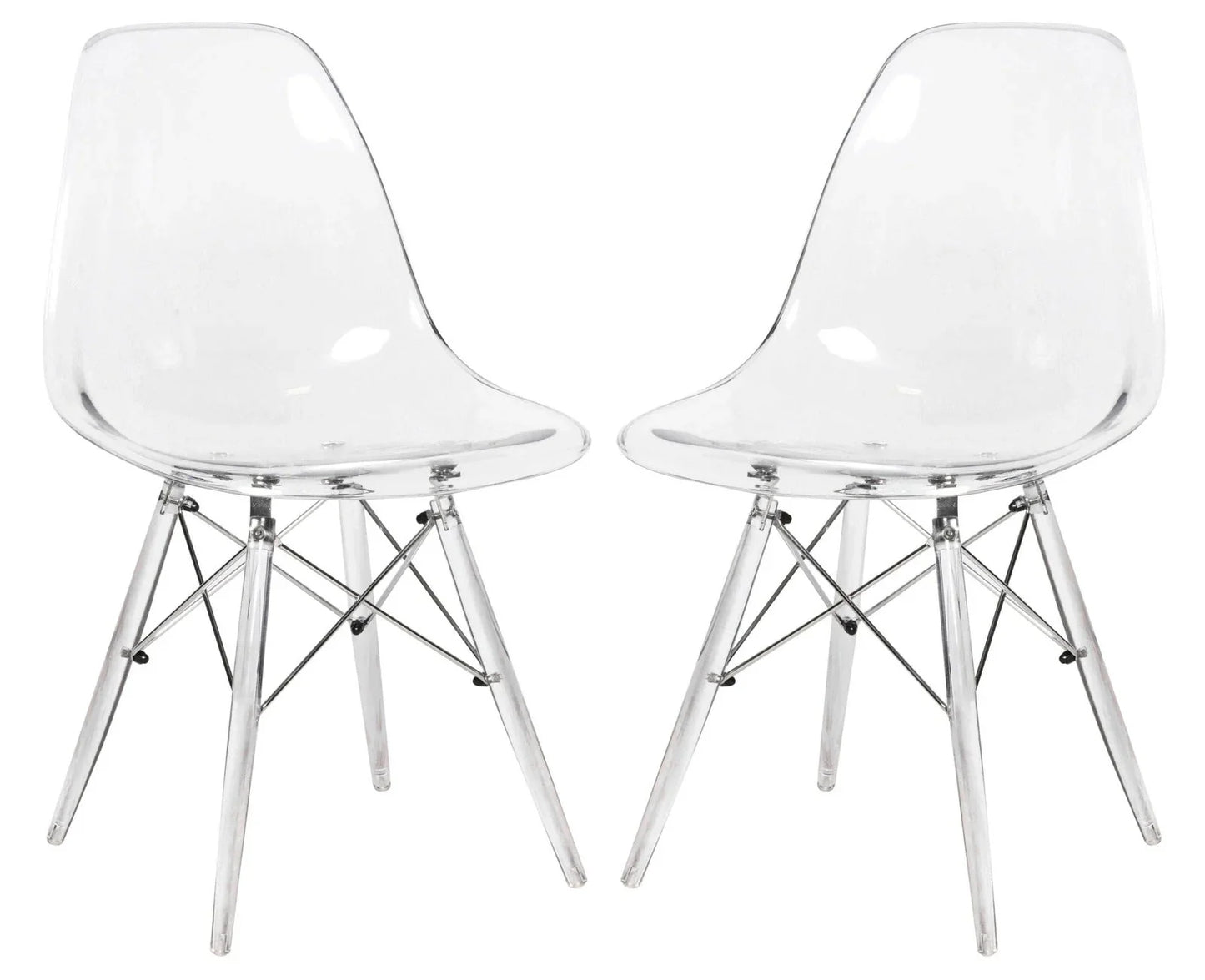 Dover Molded Side Chair with Acrylic Base, Set of 2 - Elax Furniture