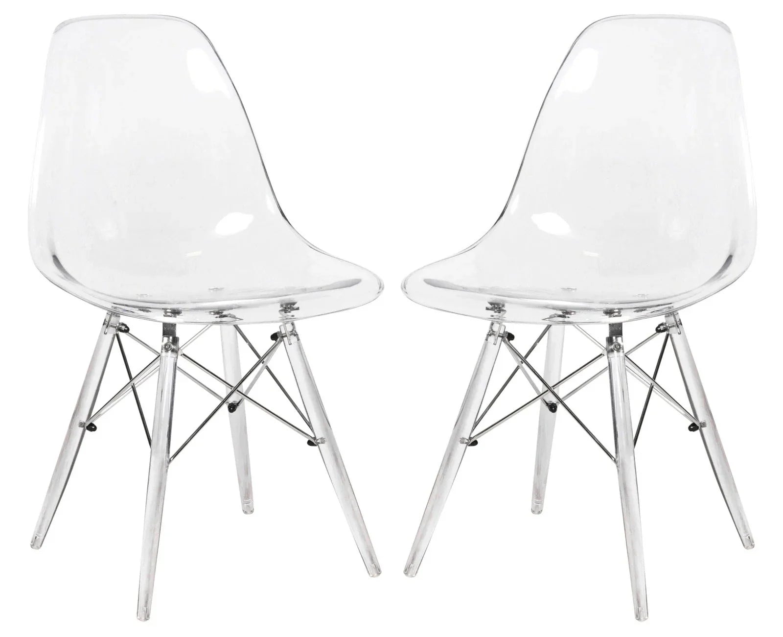 Dover Molded Side Chair with Acrylic Base, Set of 2 - Elax Furniture