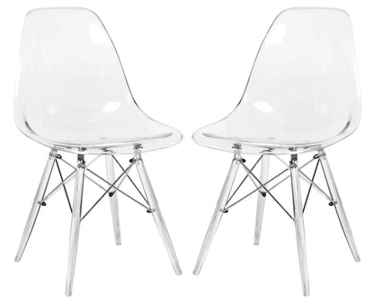 Dover Molded Side Chair with Acrylic Base, Set of 2 - Elax Furniture