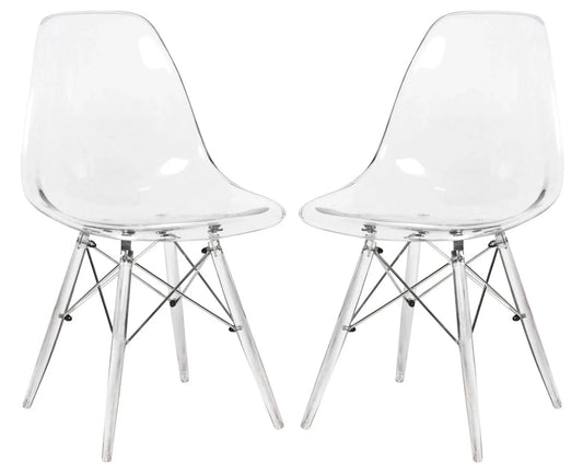 Dover Molded Side Chair with Acrylic Base, Set of 2 - Elax Furniture