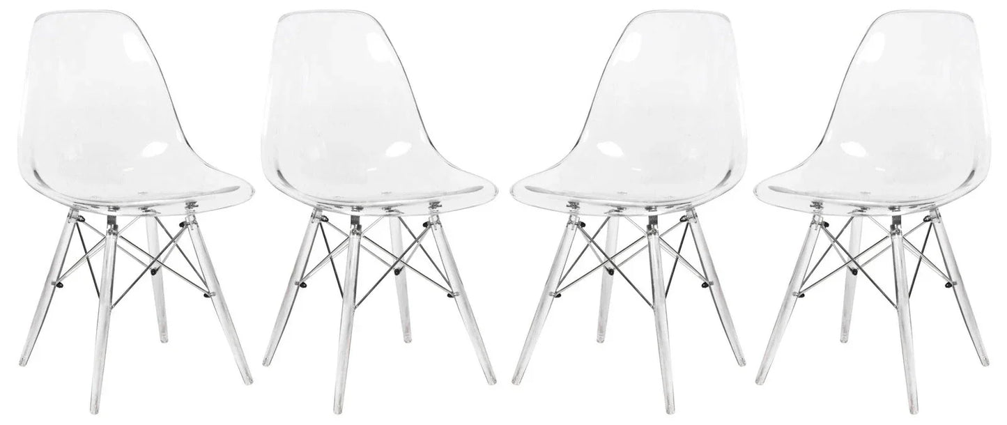 Dover Molded Side Chair with Acrylic Base, Set of 4 - Elax Furniture