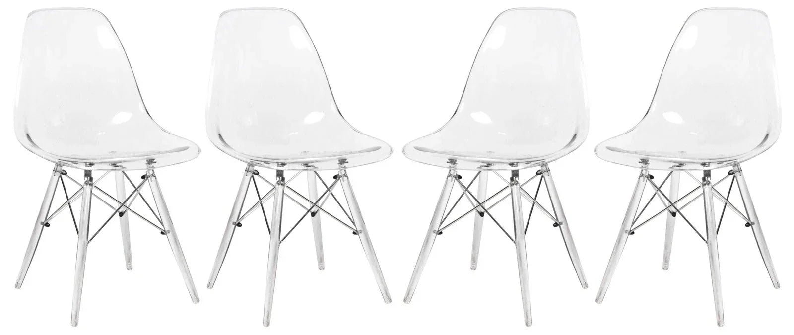 Dover Molded Side Chair with Acrylic Base, Set of 4 - Elax Furniture