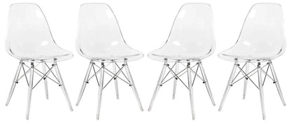 Dover Molded Side Chair with Acrylic Base, Set of 4 - Elax Furniture