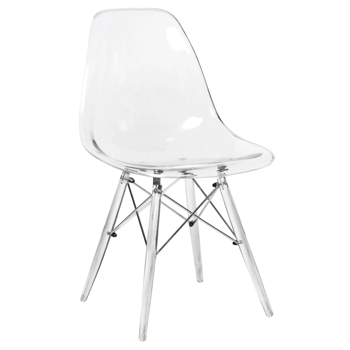 Cresco Modern Dining Side Chair in Curved Back Design with Multiple Base Options: Wood, Acrylic, Chrome & Gold Eiffel Design - Elax Furniture