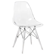 Cresco Modern Dining Side Chair in Curved Back Design with Multiple Base Options: Wood, Acrylic, Chrome & Gold Eiffel Design - Elax Furniture
