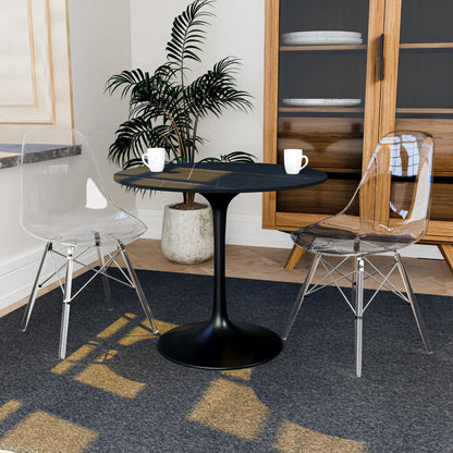 Cresco Modern Dining Side Chair in Curved Back Design with Multiple Base Options: Wood, Acrylic, Chrome & Gold Eiffel Design - Elax Furniture