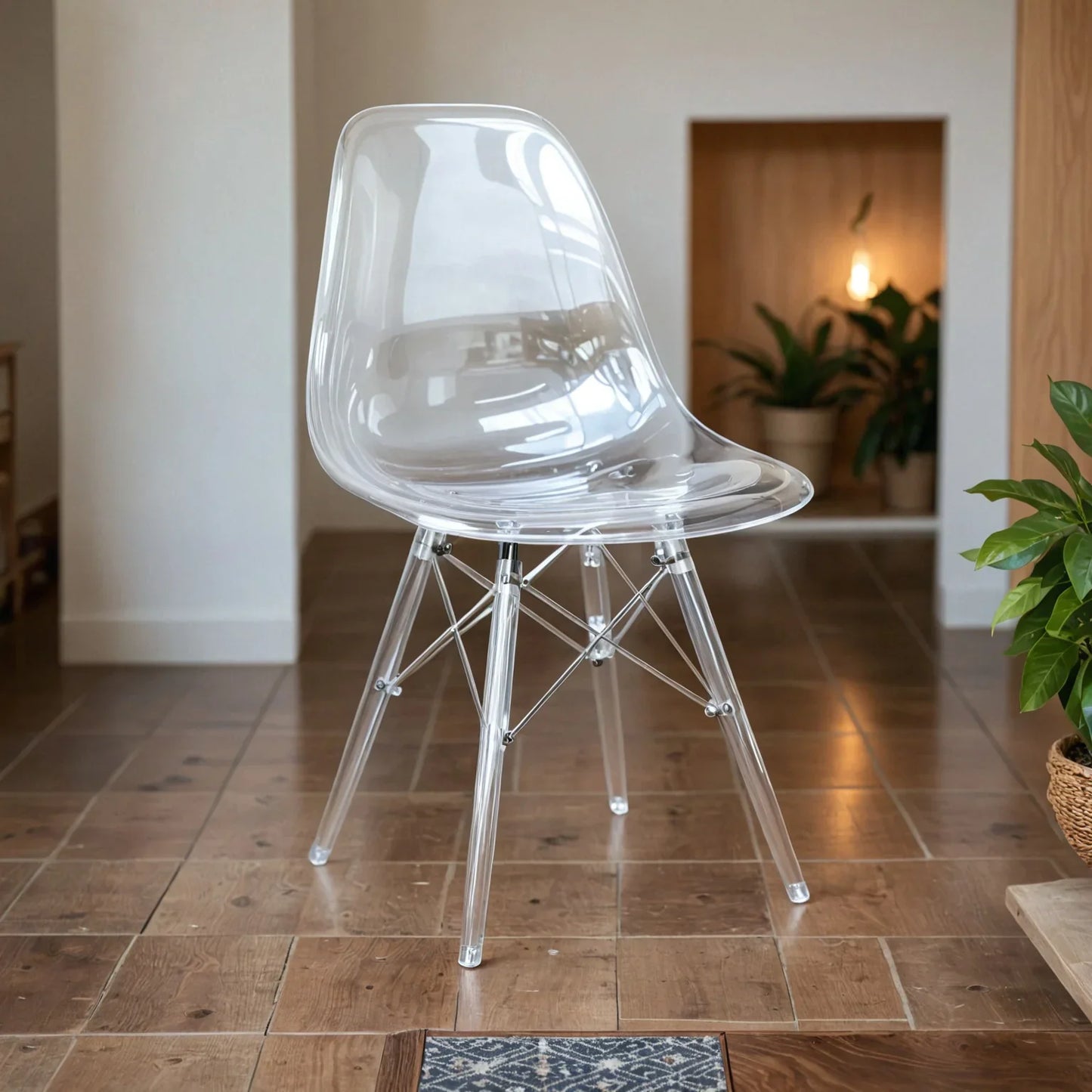 Cresco Modern Dining Side Chair in Curved Back Design with Multiple Base Options: Wood, Acrylic, Chrome & Gold Eiffel Design - Elax Furniture