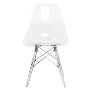 Cresco Modern Dining Side Chair in Curved Back Design with Multiple Base Options: Wood, Acrylic, Chrome & Gold Eiffel Design - Elax Furniture